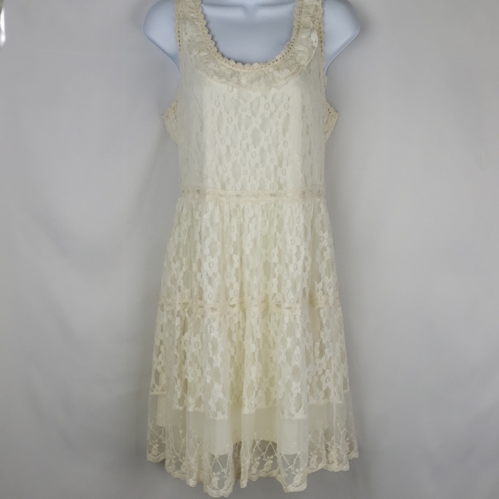 American Rag Cream Colored Lace/Crochet Dress Sz M